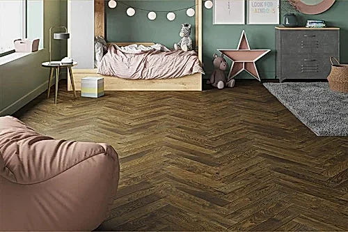 Galleria Professional Engineered Rustic Oak Herringbone Flooring 20mm x 90mm Tawny Brown Lacquered