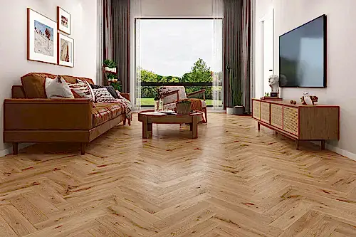 Galleria Professional Solid European Rustic Oak Herringbone Flooring 18mm x 90mm Natural Brushed & Oiled
