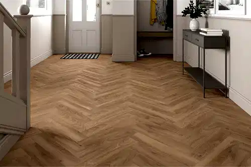 Series Woods 8mm Herringbone Laminate Flooring Warm Honey Oak