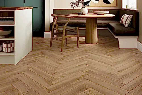 Series Woods 8mm Herringbone Laminate Flooring Golden Oak