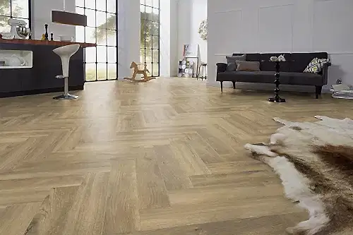 Series Woods 8mm Herringbone Laminate Flooring Gentle Gold Oak