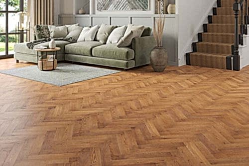 Galleria Professional Solid European Rustic Oak Herringbone Flooring 18mm x 70mm Smoked UV Oiled