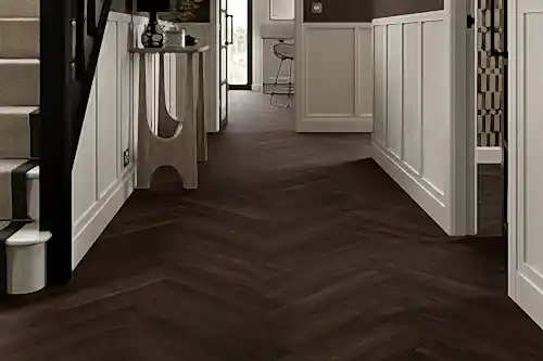 Spectra Luxury Acoustic Rigid Core Click Vinyl Flooring Dark Chocolate Oak Herringbone Built-In Underlay