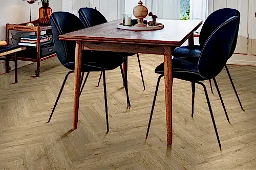 Spectra Luxury Acoustic Rigid Core Click Vinyl Flooring Latte Oak Herringbone Built-In Underlay