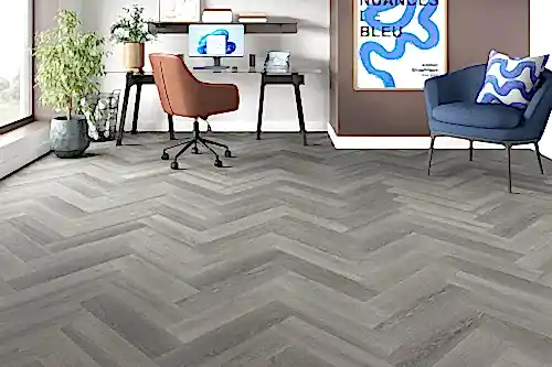 Spectra Luxury Rigid Core Click Vinyl Pewter Grey Herringbone Built-in Underlay