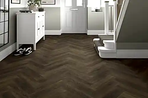 Spectra Luxury Rigid Core Click Vinyl Rich Chocolate Brown Herringbone Built-in Underlay