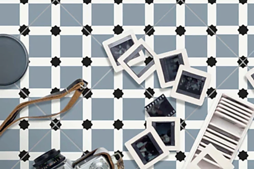 Chiara Concrete Blue Ornamental Matt Porcelain Tile