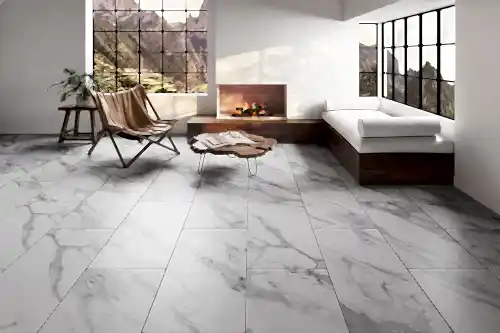 Audacity Rigid Core Pre-Grout Click Vinyl White Marble Tile Built-in Underlay